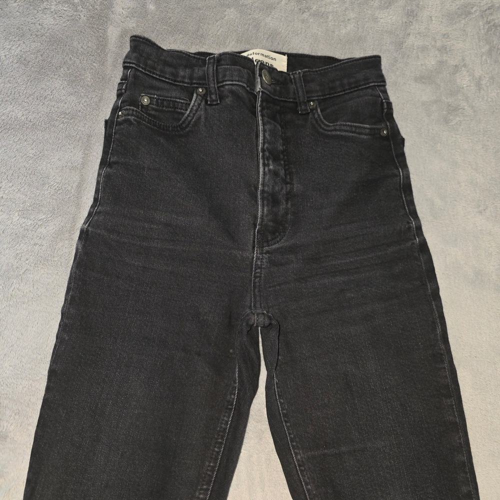 Reformation Jeans Womens 24 Black‎ High Rise Skinny Denim Washed Black